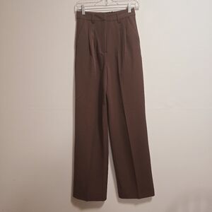 BikBok dressbukser high waisted wide leg stretched pants color chocolate size 34